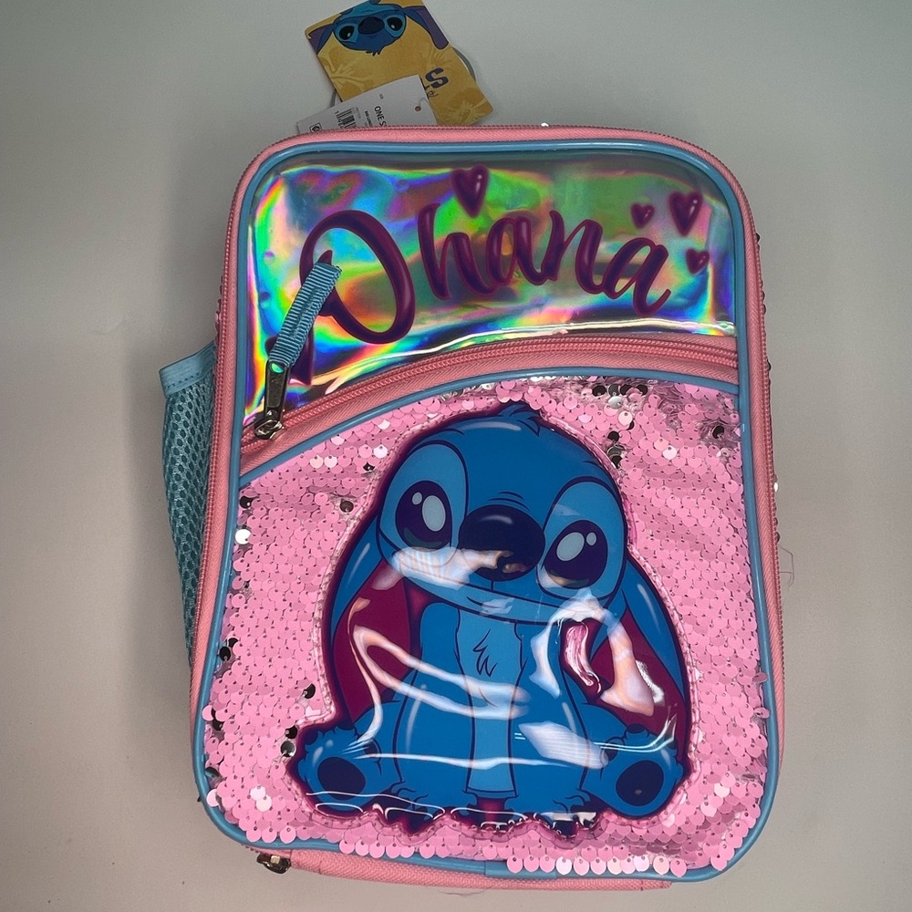 Disney Pink Sequin lunchbox with Blue Accents
